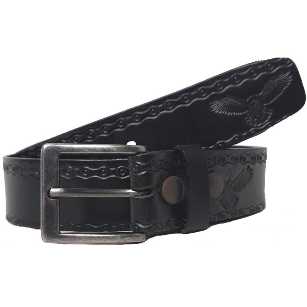 GENUINE LEATHER SMALL EAGLE EMBOSSED BELT 40MM BLACK #1040